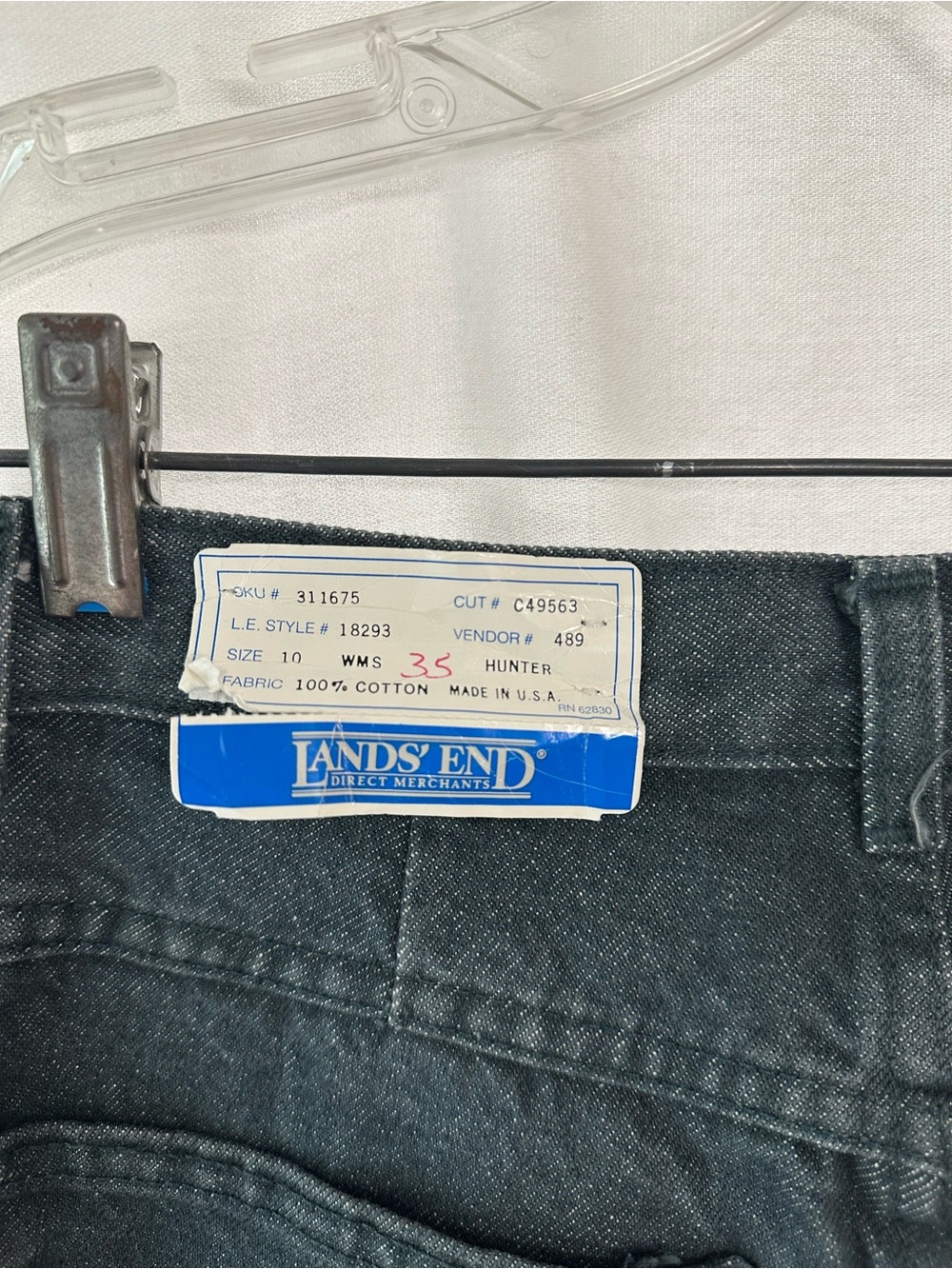 Vintage Lands End High-Waist Hunter Green Denim Pleated Tapered Jeans Size 10 - Picture 6 of 12